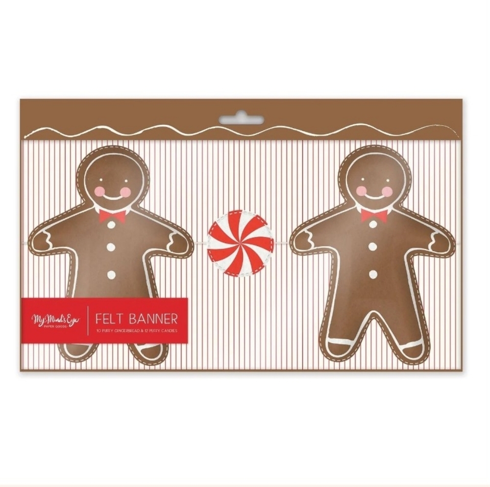 Felt‎ Gingerbread Garland Banner Boy Girl Peppermint Candy Canes Christmas Decor